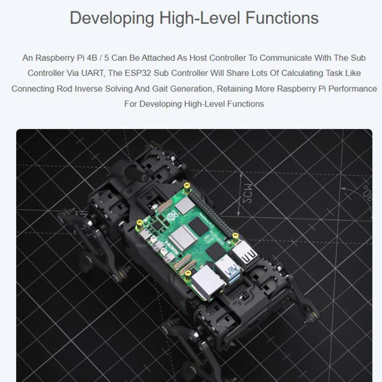 Waveshare WAVEGO Pro 12-DOF Bionic Dog-Like Robot Open Source For ESP32 And Raspberry Pi, Basic, EX, Pi 5