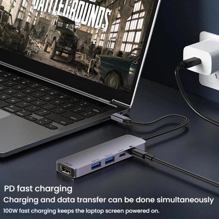 Type-C 5 In 1 Docking Station HDMI 4K 60Hz Screen Mirroring Converter USB 3.0 Splitter Laptop Hub, T615