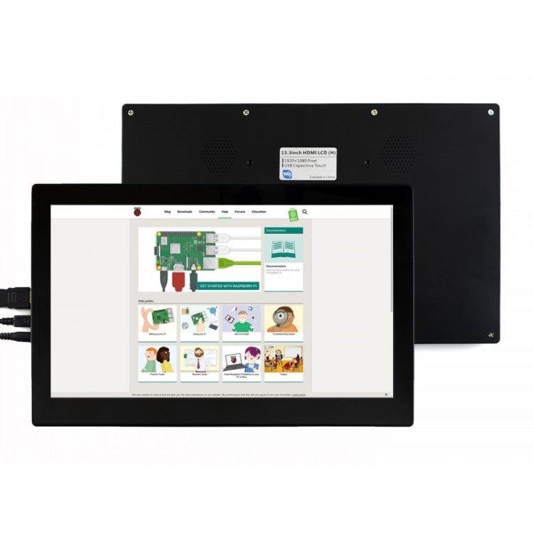 Waveshare 13.3 inch IPS 1920x1080 Capacitive Touch Screen LCD with Toughened Glass Cover, Supports Multi mini-PCs, Multi Systems, 13.3 inch